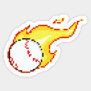 Baseball On Fire Pixel Art Sticker